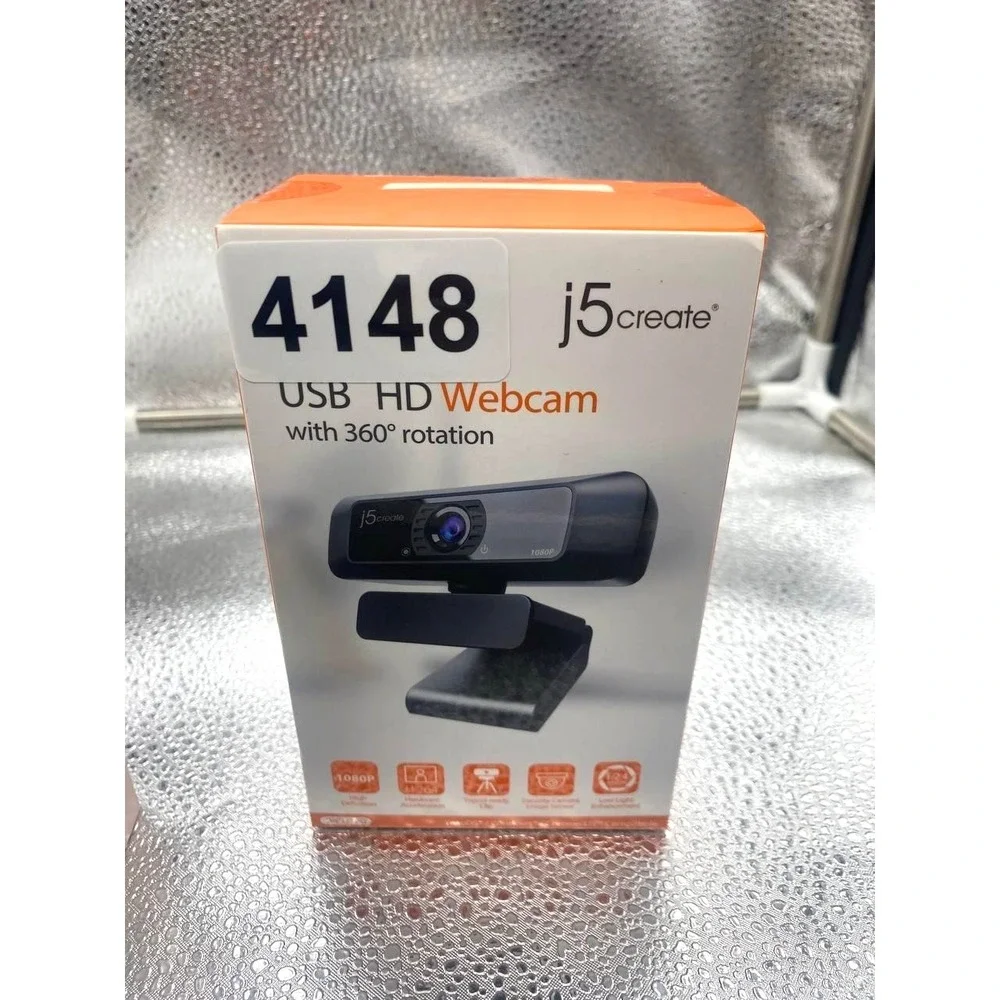 J5create USB HD 1080p Webcam JVCU100 USB 2.0 360°‎ Rotation Mic Black PC Mac